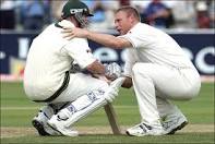 Freddie and Brett at the 2005 Ashes.